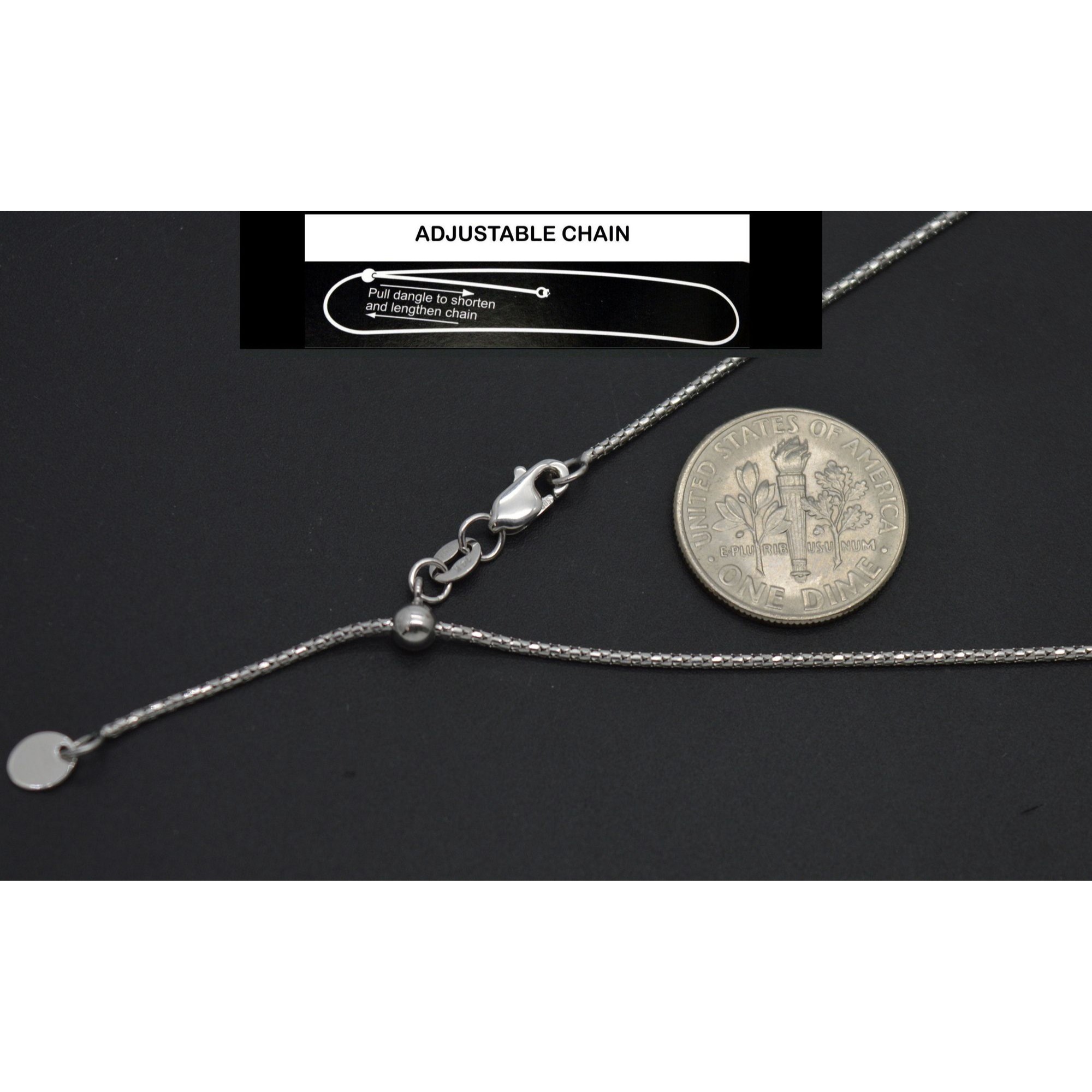 Real 14k Solid White Gold Up To 22" Adjustable Popcorn Chain Necklace 2.7 Grams